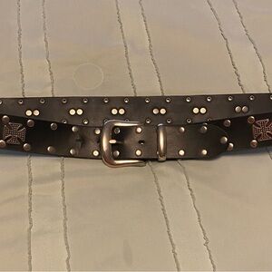 Studded Black Leather Belt